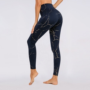 Pantalones de Yoga de Cintura Alta de Alta Calidad, con Estampado Dorado, que Absorben la Humedad, Levanta Glúteos, Leggings Deportivos con Bolsillos - Product Image 6