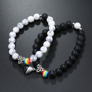 <span class=keywords><strong>Couple</strong></span> minimaliste européen et américain <span class=keywords><strong>Bracelet</strong></span> en pierre naturelle Aimant noir et blanc Ensemble de bracelets de <span class=keywords><strong>couple</strong></span> d'amour - Product Image 2