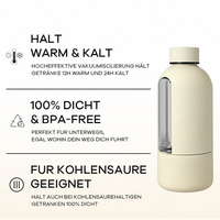 Bouteilles d'eau isothermes de 500 ml, bouteille en acier inoxydable avec compartiment de rangement, 12 h chaudes, 24 h froides