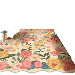 Alfombra HUGEAR Beige de Plástico <span class=keywords><strong>para</strong></span> Sala de Estar, Antideslizante, Lavable a Máquina, <span class=keywords><strong>Tapiz</strong></span> Moderno <span class=keywords><strong>para</strong></span> Comedor, <span class=keywords><strong>Cocina</strong></span>, Exterior, con Diseño Floral y Pelo Corto - Product Image 1