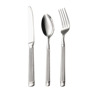 ชุดช้อนส้อมสแตนเลส 5 ชิ้น ดีไซน์หรูหราสไตล์โรมัน ประกอบด้วยช้อนสเต็กและช้อนขนมหวาน - Product Image 4