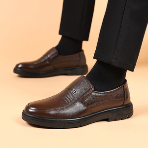 Men's Leather Business <b>Shoes</b> <b>Soft</b> Sole Round Toe Breathable Office Career Casual Dress <b>Shoes</b> Size 48 - Product Image 1