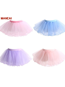 Children's Dance Tulle <strong>Skirt</strong> Ballet <strong>Frilly</strong> Half-length Mesh Practice <strong>Skirt</strong> White Black Performance Costume Short Net Gown - Product Image 1