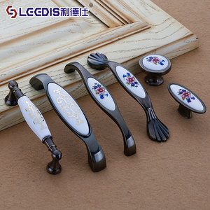 Lideshi Cabinet Handles Ceramic Oval Antique Bronze For <b>Wardrobe</b> Drawer Home Furnishing Hardware - Product Image 1