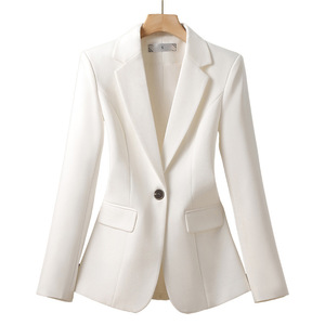 Women's Red Slim Fit Blazer Long Sleeve Korean Style Casual Elegance Suit Jacket Worsted Fabric - Product Image 5