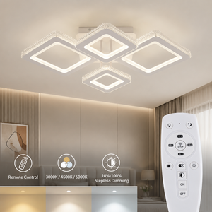 Modern Square Acrylic <b>Led</b> Ceiling <b>Light</b> Remote Dimmable Tri Color High Cri For Living Room Bedroom Home Decoration - Product Image 3