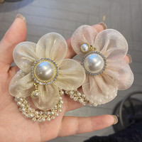 Coréen Tempérament Doux Organza Fleur Cheveux Accessoires Fée Tempérament Cheveux Accessoires Fleur Perle Cheveux Corde pour Filles