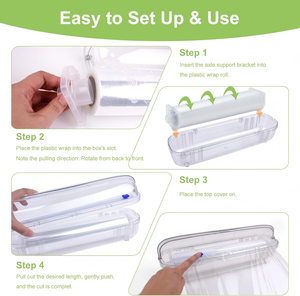 HuamaohengchunPlastic <b>Wrap</b> with Slide Cutter - Food Cling <b>Wrap</b> Reusable Cling Film Dispenser Fits 12" Rolls BPA-Free Cuts - Product Image 2