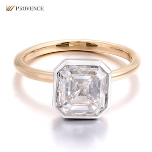 Bague en or jaune massif 18 carats 14 carats avec diamant de laboratoire taille Asscher, bague de fiançailles, diamants certifiés IGI, faite à la main pour femmes - Product Image 3