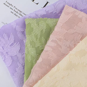 Kain Jacquard sifon poliester pola daun <span class=keywords><strong>Vintage</strong></span> sifon potongan bunga Multi warna kain pakaian wanita