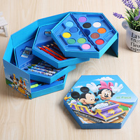 Vente chaude 46 pcs Coloré Boîte En Plastique Art Dessin Ensemble avec Aquarelle Stylo Crayon De Couleur pour Enfants Dessin