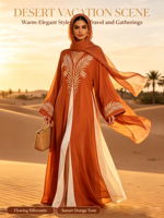 Robe longue arabe du Moyen-Orient avec broderie patchwork, style ethnique, vêtements pour femmes, polyester, hiver/automne/été