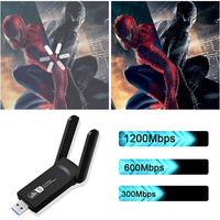 Drop Shipping Dongle Mini Bluetooth Dual Band 1300Mbps 2.4/5Ghz, Adaptor WiFi USB untuk PC/Laptop/Desktop, Penerima Eksternal