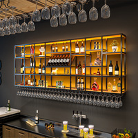 Étagères à vin en acier inoxydable avec éclairage LED, étagères de présentation pour bar, restaurant, cave à vin, taille personnalisée, logo décoratif