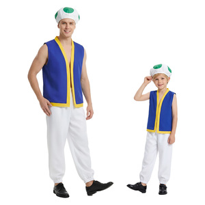 Conjunto de Disfraz de Toad, Chaleco Azul y Amarillo, Pantalones Blancos, Disfraz de Juego de Rol de Anime de Mario Bros, Primavera 2024 - Product Image 4