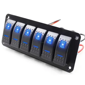 6 Gang Rocker Dual 12V LED Light Bar Switch Panel Overhead Waterproof Aluminum Switch Panel For Car RV Boat