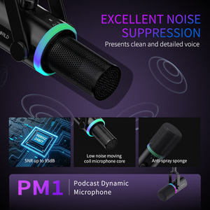 Micrófono USB Dinámico con Iluminación RGB, Patrón Polar Cardioide para Podcasting, Juegos, Transmisión en Vivo, Grabación, Metálico, de Escritorio, con Cable - Product Image 5