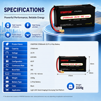 Pin UAV bền bỉ 6S 27000mAh 23.7V 10C cho máy bay không người lái bảo vệ thực vật, có đầu nối tùy chỉnh, sẵn sàng giao hàng, tuổi thọ chu kỳ cao