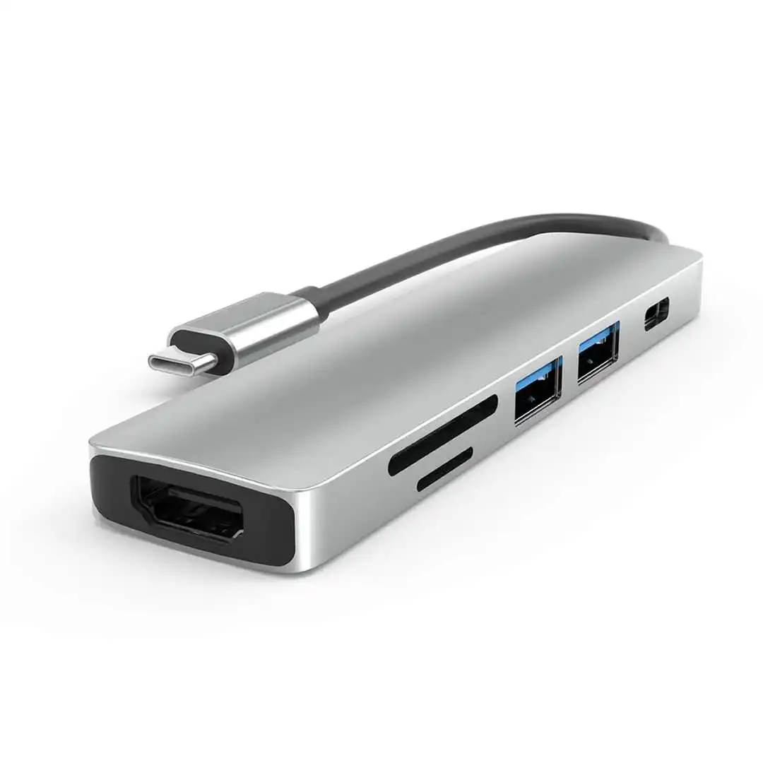 6 ב 1 USB סוג C רכזת מתאם עם 4K Multiport כרטיס קורא USB3.0 TF פ"ד קורא כל ב אחד Hub עבור מחשב אביזרי מחשב