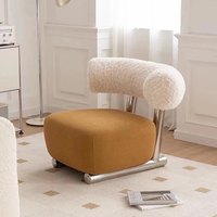 Fauteuil d'appoint Sled Base, style crème, luxe vintage, rembourré en peluche, en polaire Teddy, canapé simple de détente pour salon