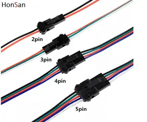 2pin / 3pin / 4pin / 5pin pria dan wanita j-st Sm konektor Set 2 3 4 5 Pin kawat kabel Pigtail Plug untuk Led Strip