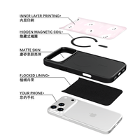 Coque de téléphone AG Feeling Black Edge avec dorure et motif chien mignon pour iPhone 17, 17 Pro Max, 16 Pro, 15, 15 Pro Max – Coque magnétique