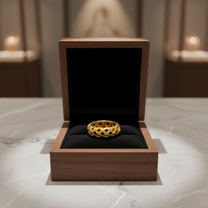 Anillo Ancho de Acero Inoxidable con Diseño Geométrico Hueco y Baño de Oro de 18K para Mujer, de UM JEWELRY - Product Image 2