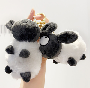 Wholesale Cute Cartoon Sheep Plush Doll Keychain Promotional Gift Plush Toys Keyring Custom Car Key Handbag Pendant