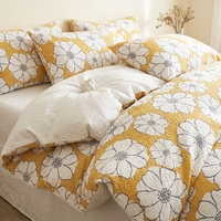 Parure de lit élégante en coton froissé à motifs floraux pour chambre à coucher, hôtel, maison, ensemble de 3 pièces avec housse de couette