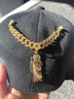 Épingle à chapeau en chaîne avec strass personnalisés en or et argent, représentant Jésus et la Vierge Marie, pour casquette ajustée