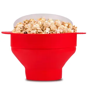 BPA-freier hitze beständiger zusammen klappbarer Popcorn-Popper-Mikrowellen-Silikon-Popcorn-Hersteller mit Deckel und Griffen