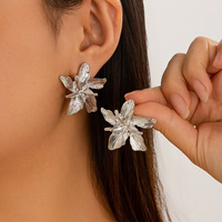 Boucles d'oreilles pendantes en forme de fleur, plaquées or, bijoux en alliage pour femmes, cadeaux