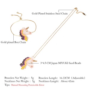MI-S180051 Moyamiya <span class=keywords><strong>Miyuki</strong></span> <span class=keywords><strong>delica</strong></span> cuentas unicornio caballo colgantes conjunto de joyas collar de pulsera, <span class=keywords><strong>venta</strong></span> al por mayor - Product Image 2