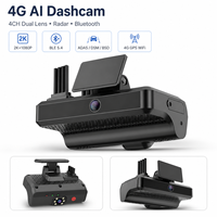 Nouvelle caméra embarquée 4G GPS 4CH à double objectif avec IA, surveillance radar 24h/24 et 7j/7, Bluetooth sans fil et immobilisation pour la gestion de flotte de taxis et camions