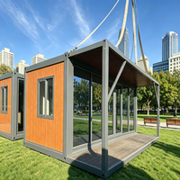 Maison conteneur mur-rideau en verre, démontable, modulaire, préfabriquée, cabine de vie portable