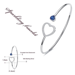 925 SilvertCristal Bracelet réglable Design de mode Bracelet en forme de coeur avec placage de rhodium pour cadeau de fête ou de mariage - Product Image 2