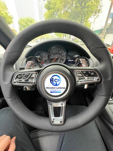 Volant en carbone tissé brillant, cuir Nappa doux pour la peau, plusieurs couleurs de surpiqûres personnalisées pour <span class=keywords><strong>Porsche</strong></span> - Product Image 2