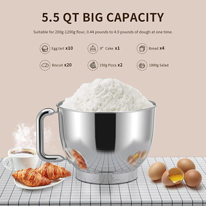 Oem/ODM 4.5L thiết bị nhà bếp điện bột thực phẩm đứng trộn 1000W xoắn ốc bột trộn với có thể tháo rời BÁT TRỘN - Product Image 4