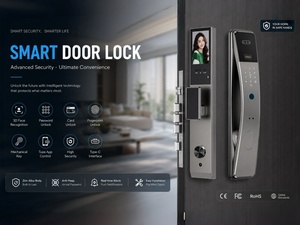 ระบบล็อค<span class=keywords><strong>ป</strong></span>ระตูอัจฉริยะไร้กุญแจ Tuya App Security พร้อมระบบสแกนลายนิ้วมือ รหัสผ่าน และระบบจดจำใบหน้า สำหรับ<span class=keywords><strong>ป</strong></span>ระตูไม้/อลูมิเนียม - Product Image 1