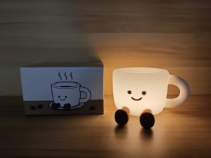 Coffee Cup Tap Touch LED Night Light, RGB Color Changing Dimmable Silicone <b>Bedside</b> Lamp, Type-C Rechargeable - Product Image 6