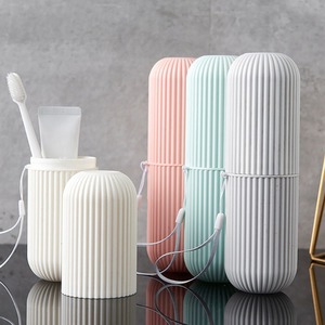 Vertical Stripe Travel Essential Cup Portable Couple <b>Toothpaste</b> Storage Box Simple Mouthwash Cup - Product Image 1