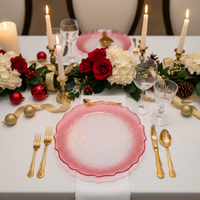 Premium-Qualität 13-Zoll Luxus PP Kunststoff Transparenter Hochzeitsteller mit Anpassbarem Muster Langlebig Wiederverwendbar für Hochzeit Geburtstag