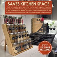 Nouvelle étagère à épices en bambou à 3 niveaux pour tiroir de cuisine, comptoir, support pliable pour pots à épices, étagère robuste en bois pour assaisonnements