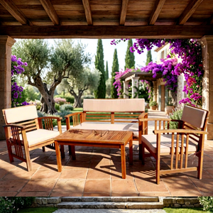 Ensemble de canapés en teck moderne et luxueux, écologique, imperméable, avec protection UV, pour une utilisation en extérieur et en intérieur, adapté aux villas, meubles de jardin - Product Image 1