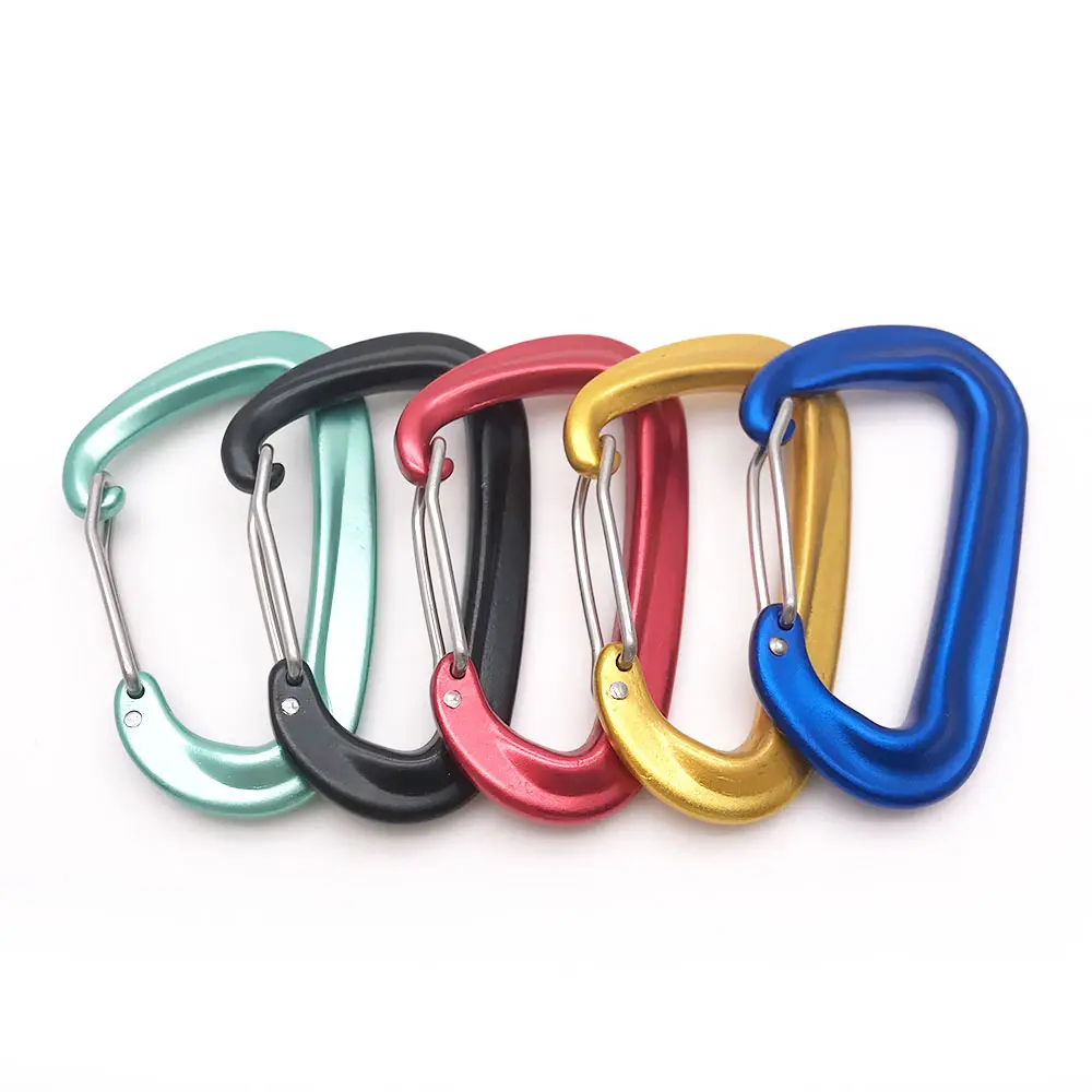 Zwarte 5kn Hangmat Draad Poort Rugzak Vergrendelingshaken 12kn Carabiner Custom Logo Mosquetones Karabiner