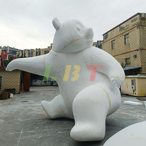 Sculpture de panda en fibre de verre, abstraite, géométrique, à poser au sol, faite à la main, personnalisée, décoration artistique en forme d'animal - Product Image 2