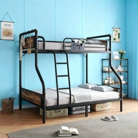 Lit superposé pliable et réglable First Rank Bed-30, taille complète, en acier robuste, revêtement en poudre écologique, design moderne, détachable