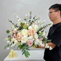 FB1167 Boule de fleurs artificielles tendance série pastel doux, pivoine rose, centre de table 50 cm pour décoration de table