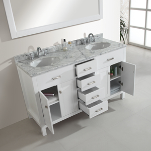 Gran oferta de Canadá, muebles de <span class=keywords><strong>baño</strong></span> de 60 pulgadas, fregaderos dobles de pie, tocador de madera para <span class=keywords><strong>baño</strong></span> con pintura blanca - Product Image 3