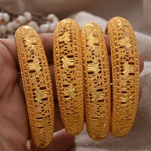 France Luxury Gold Color Bangles For Women Dubai Bridal Free Size African Bangles Bracelets Women Party Gift